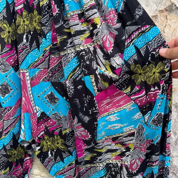 Vintage 90s vacation print harem drop crotch pant size small - Picture 3 of 8
